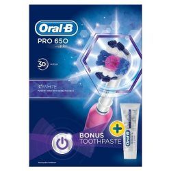 Oral-B Pro 650 Pink Electric Toothbrush Bundle