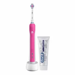 Oral-B Pro 1 650 3D White Pink Electric Toothbrush + Bonus Toothpaste