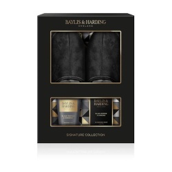 Baylis & Harding Luxury Spa Slipper Set - 140ml Shower Gel, 100gp and a Pair of Fur Lined Black Slippers