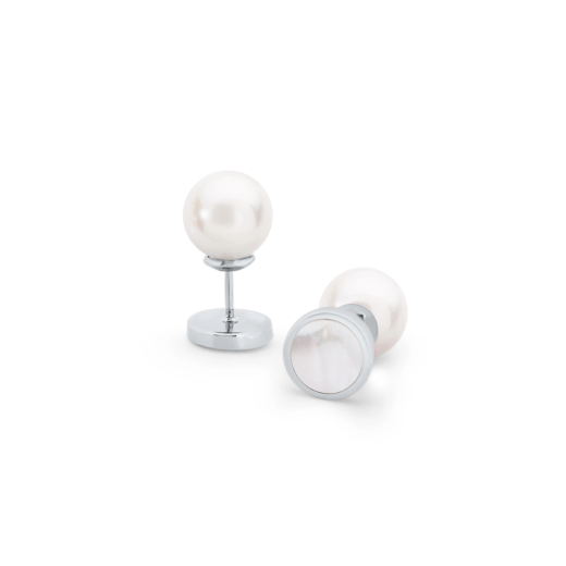 Silver Pearl Moon Earrings